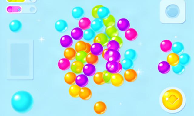 Screenshot originale del casual game Bubble Pop con bolle e pulsanti distribuiti senza gerarchia