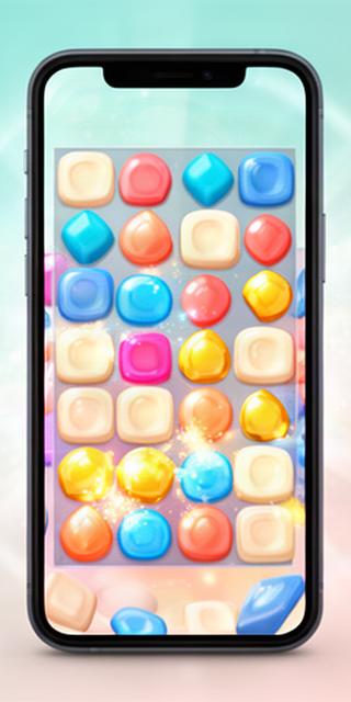 Schermata di un puzzle game colorato mostrata su uno smartphone in una composizione luminosa
