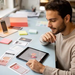 UX writer italiana mentre revisiona microcopy e pulsanti per un'interfaccia mobile